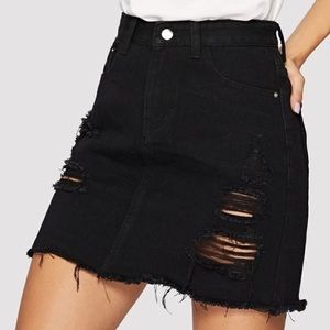 Black Denim Skirt